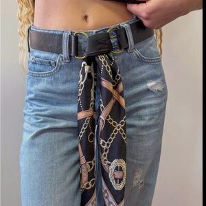 Elegant Black and Gold Chain Print Scarf Belt
